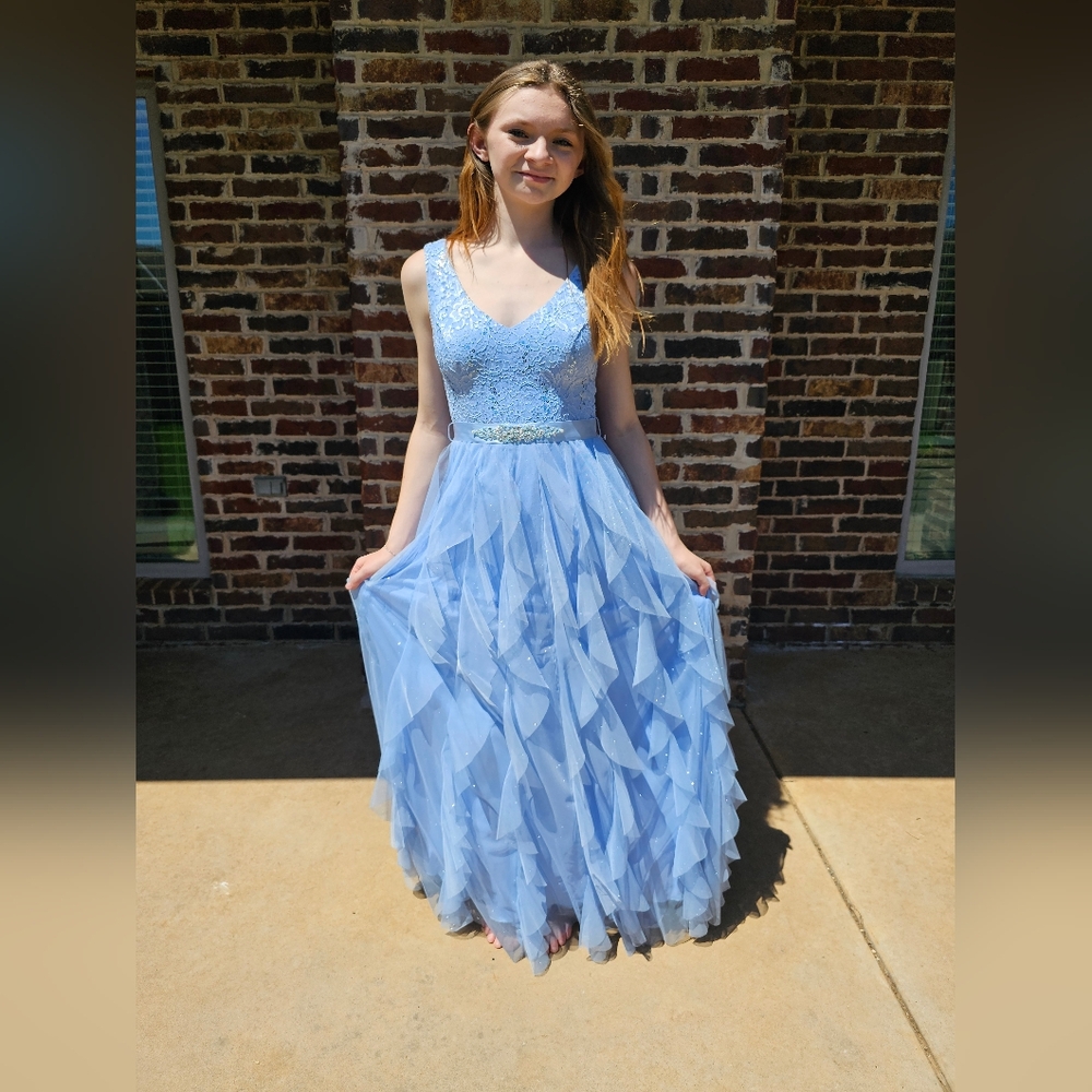 Teeze Me Light Blue Dress with Belt